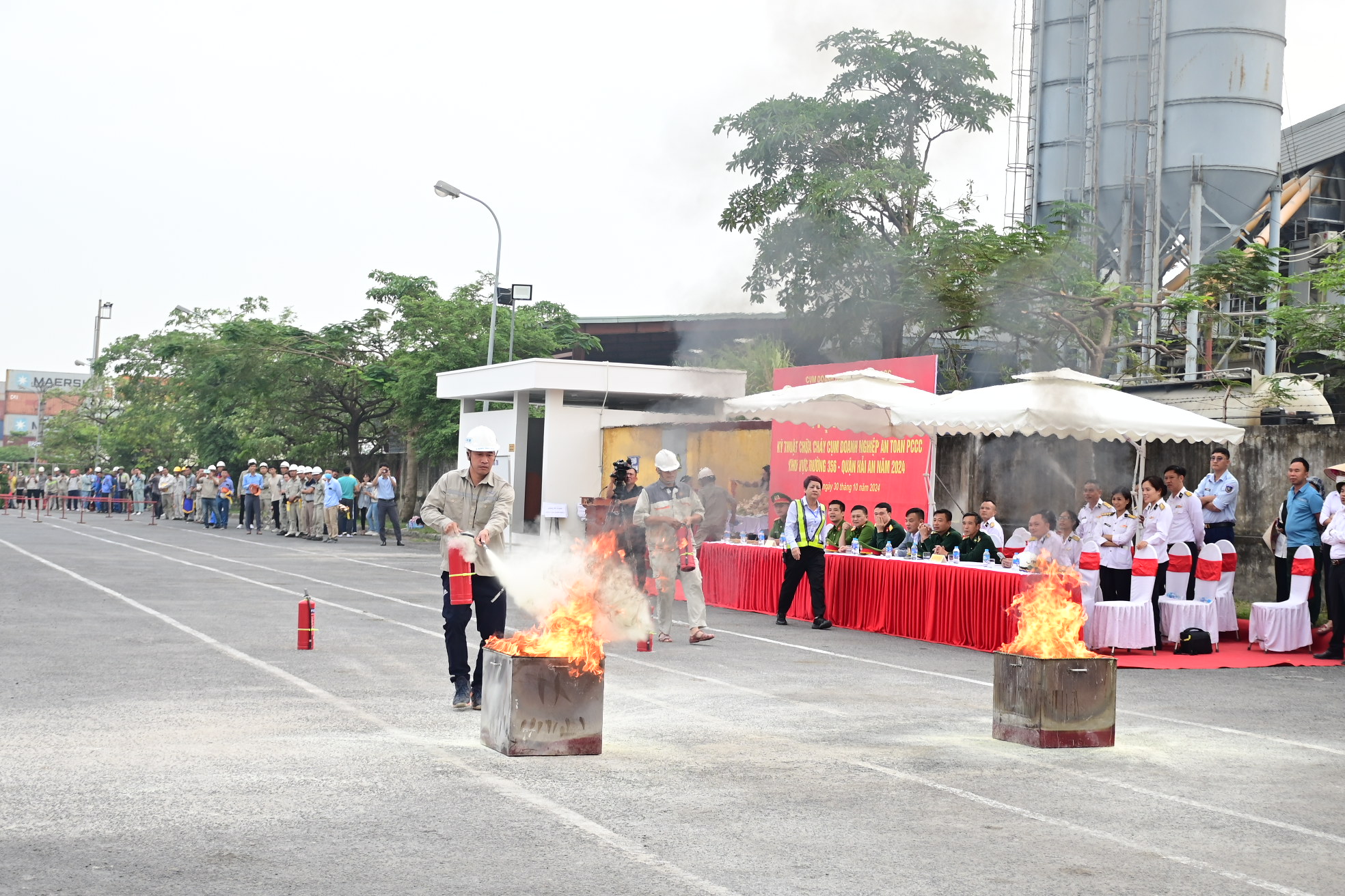Sôi nổi Hội thao kỹ thuật chữa cháy cụm doanh nghiệp an toàn PCCC khu vực đường 356, quận Hải An năm 2024